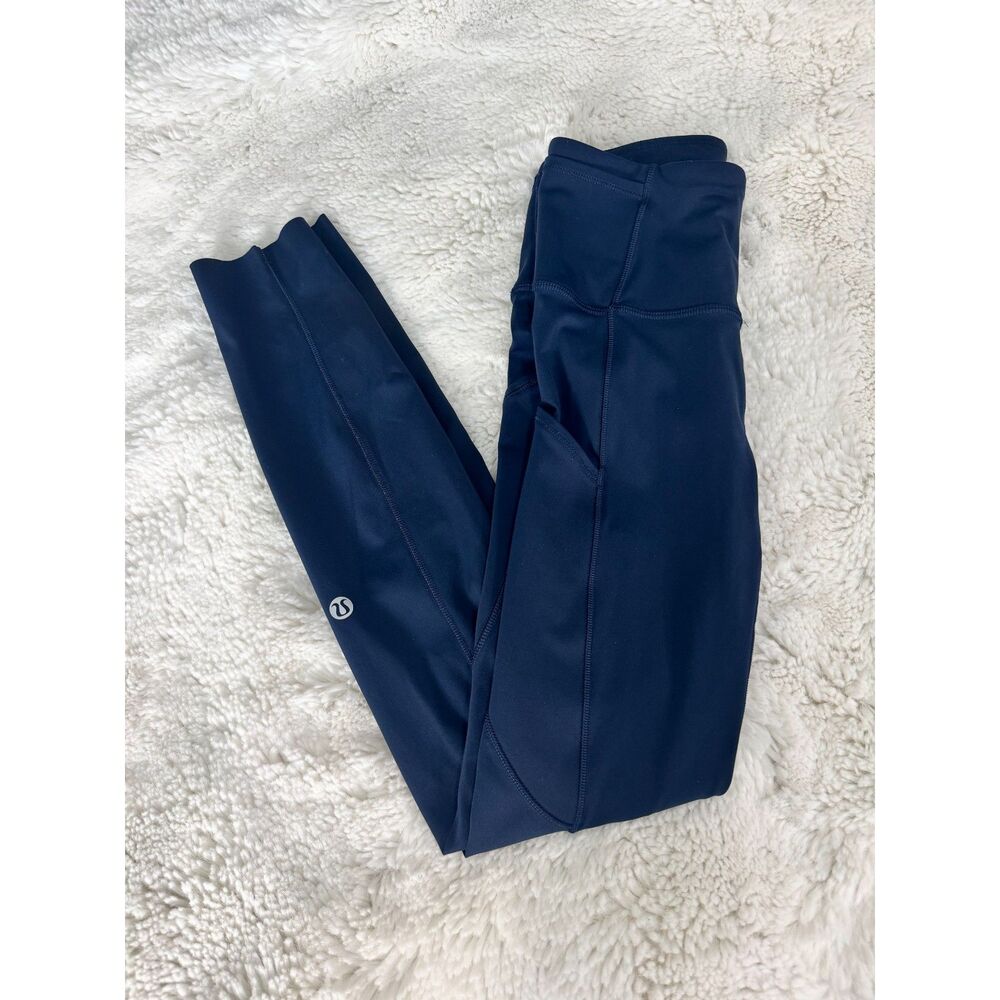 lululemon Wunder Train 25” Size 2 Navy Blue Leggings High Rise